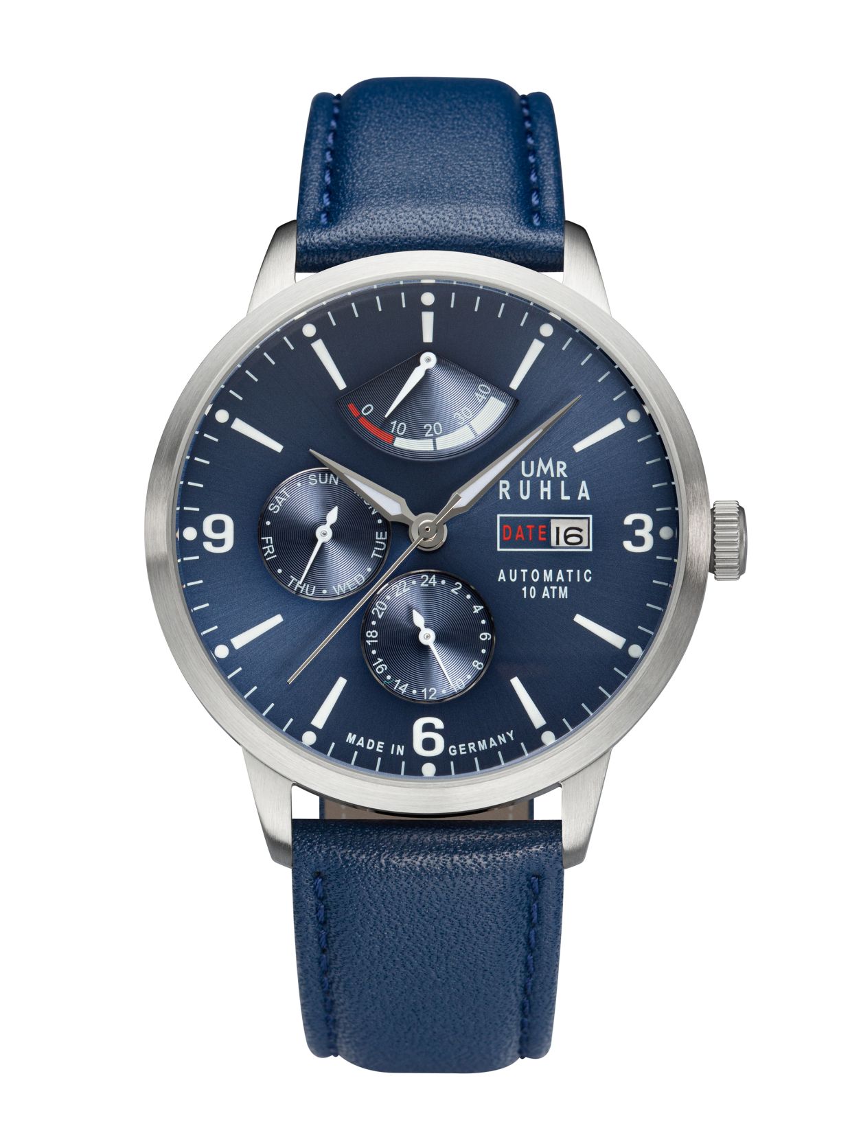 Montres Manufacture Ruhla - Montre automatique avec réserve de marche - bleu - fabriqué en Allemagne