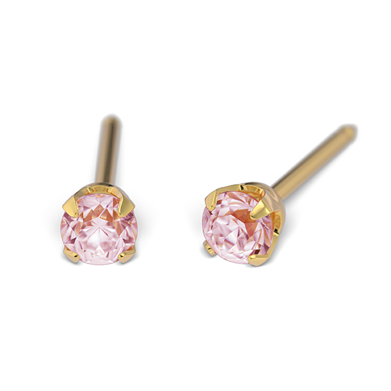 Erstohrstecker System 75 gelb Tiffany mit Cubic Zirkonia pink 3 mm Studex