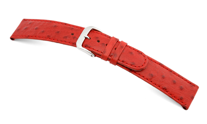 Lederband Dundee 12mm rot mit Straußennarbung