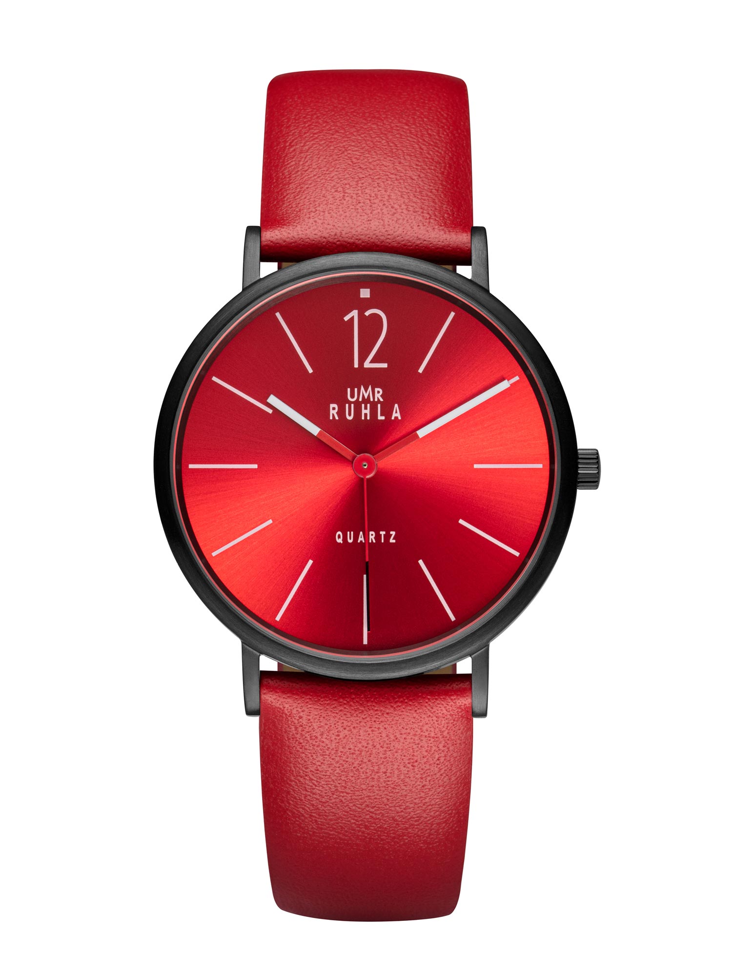 Uhren Manufaktur Ruhla - Quarz-Armbanduhr - Lederband rot