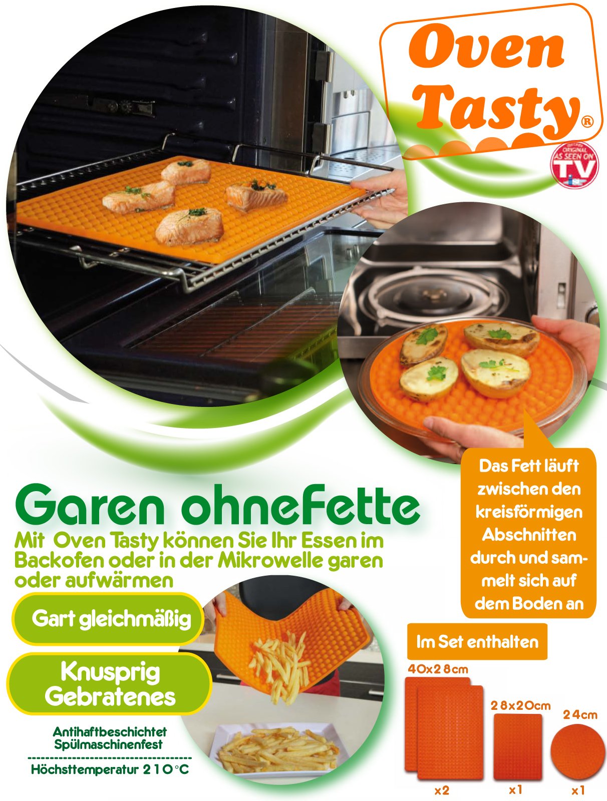 Oven Tasty - enfin une cuisson sans graisses ! Set d'avantages !