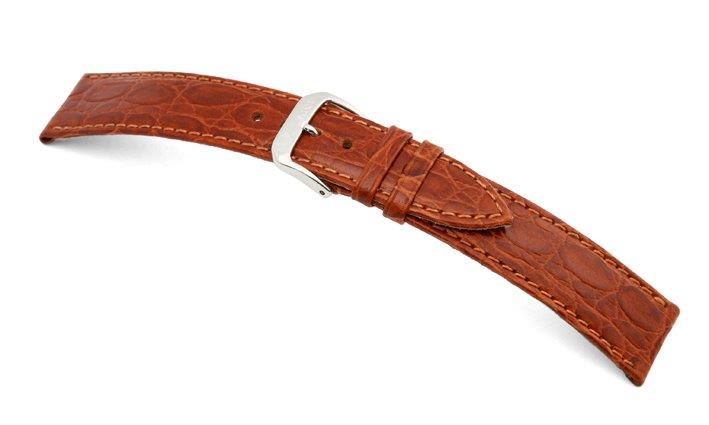 Lederband Bahia 8mm cognac mit Krokodillederprägung