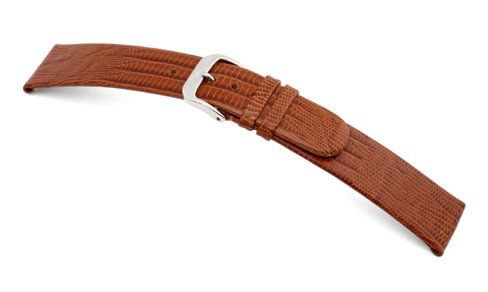 Lederband Santa Cruz 10mm cognac mit Teju-Eidechsenprägung Master