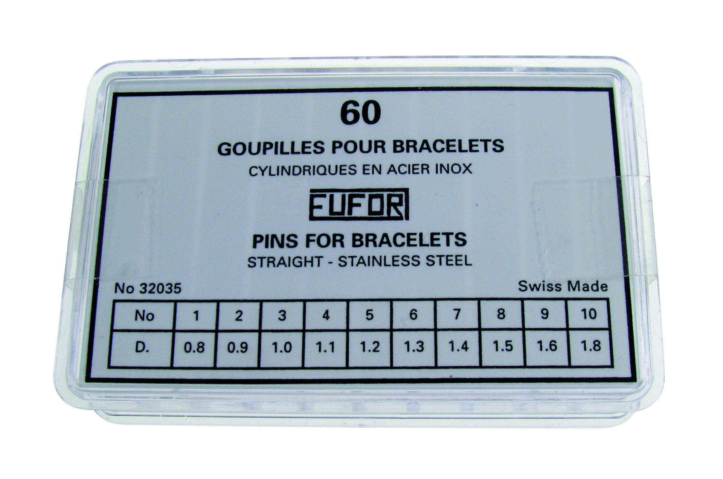 Bandstifte Sortiment Edelstahl Länge 30,00mm Ø 0,80-1,80mm, zylindrisch, Inhalt 60 Stk.