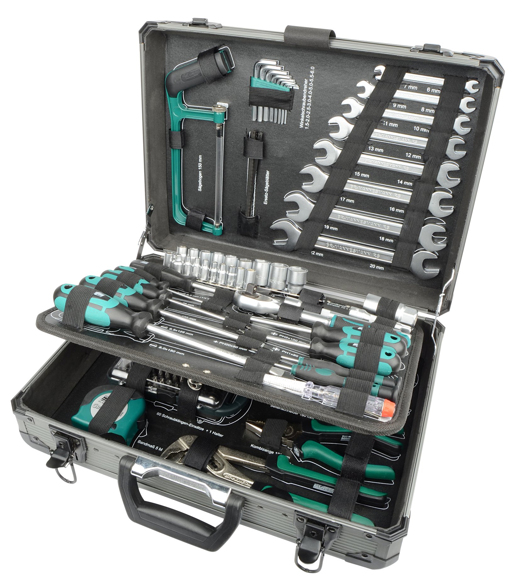 BRÜDER MANNESMANN Jeu d'outils en coffret aluminium, 133 pièces