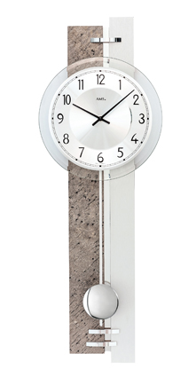 AMS Quarz-Pendelwanduhr Naturstein / Alu Master