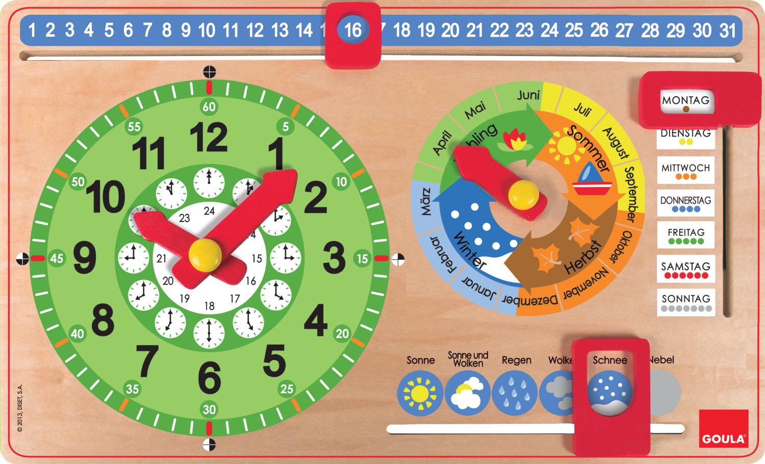 GOULA Horloge d'apprendre le temps et calendrier