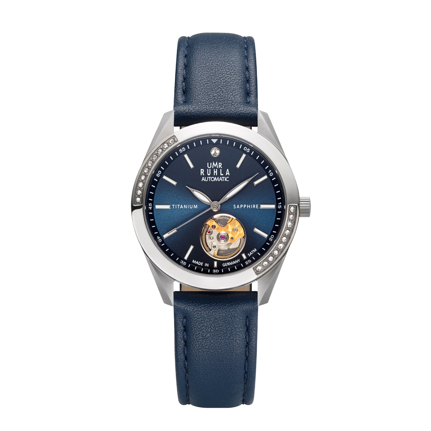 Uhren Manufaktur Ruhla - Automatik-Armbanduhr - Lederband blau Master