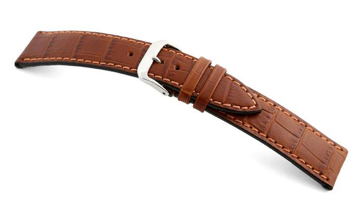 Lederband Tampa 12mm cognac mit Alligatorprägung