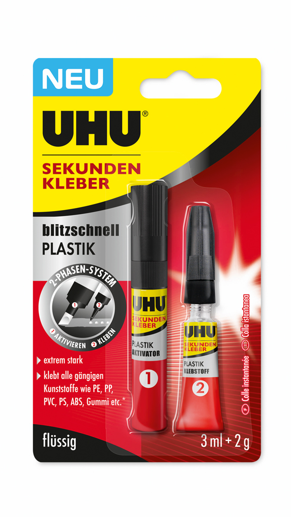 UHU Sekundenkleber Plastik 3ml + 2g Master