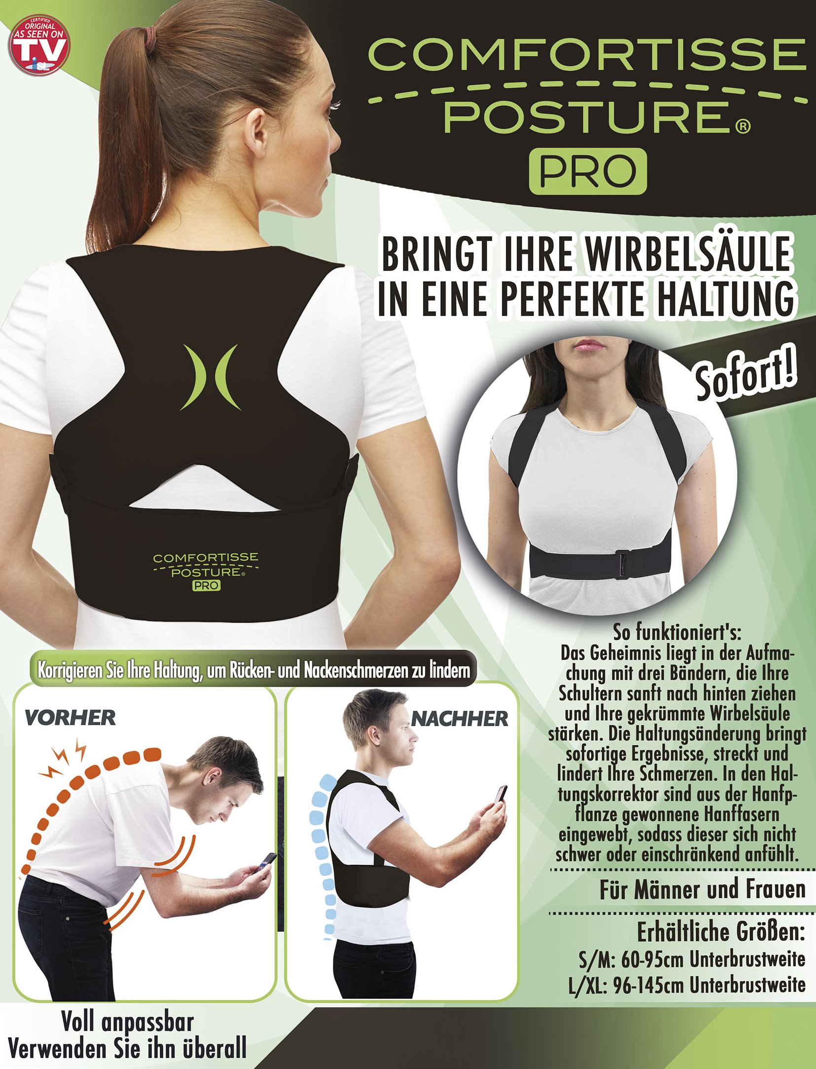 Comfortisse Posture PRO - bringt Ihre Wirbelsäule in perfekte Haltung (Größe S/M) Master