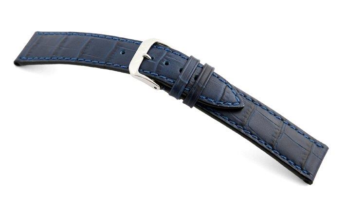 Lederband Tampa 24mm marineblau mit Alligatorprägung