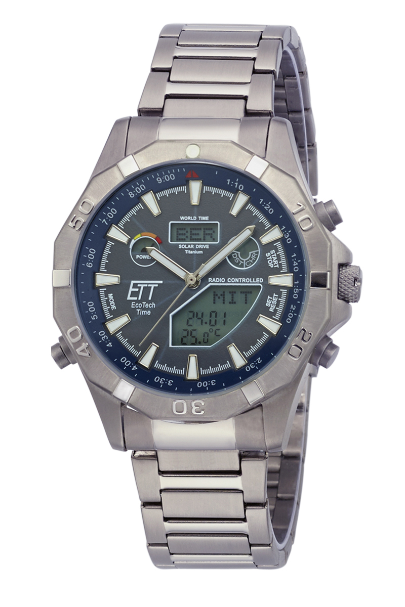 Eco Tech Time Solar Drive Funk Alaska Herrenuhr World Timer - EGT-11355-50M