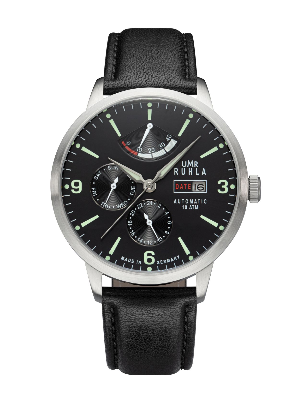 Uhren Manufaktur Ruhla - Automatik-Uhr mit Gangreserve - schwarz - made in Germany Master