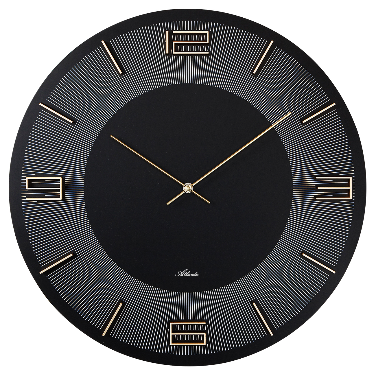 Atlanta 4470/7 schwarz/gold Wanduhr MDF-Gehäuse Master