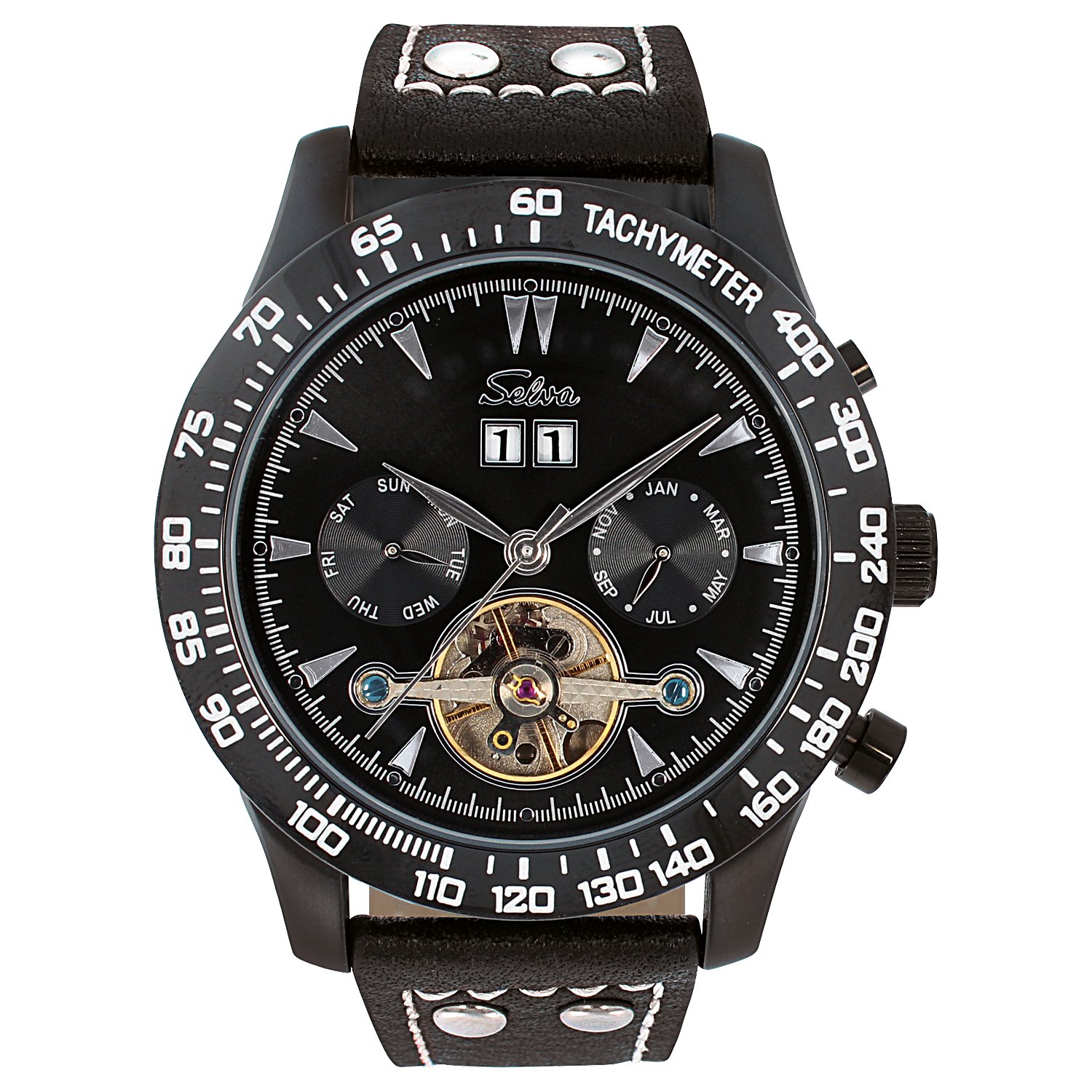 SELVA Herren-Armbanduhr »Hector« - Tachymeter - schwarz Master