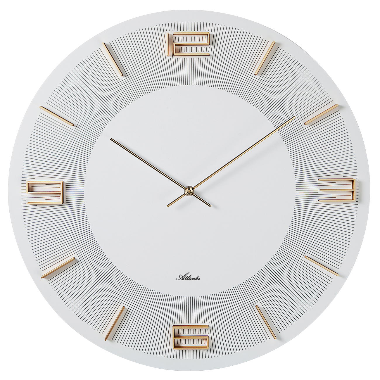 Atlanta 4470/0 weiss/gold Wanduhr MDF-Gehäuse