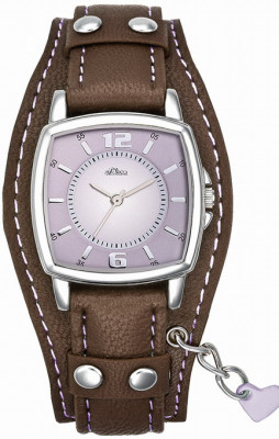 s.Oliver bracelet-montre en cuir brun SO-1769-LQ