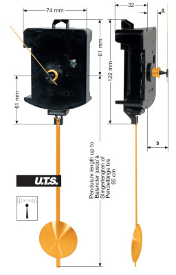 Mouvement de pendule radio pilotée FP UTS 700, longueur 12mm