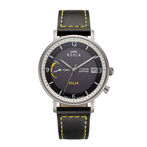 Uhren Manufaktur Ruhla - Wristwatch Solar Ø 41mm titanium/ leather strap black