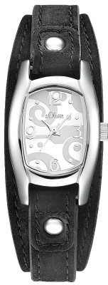 s.Oliver bracelet-montre en cuir noir SO-1962-LQ